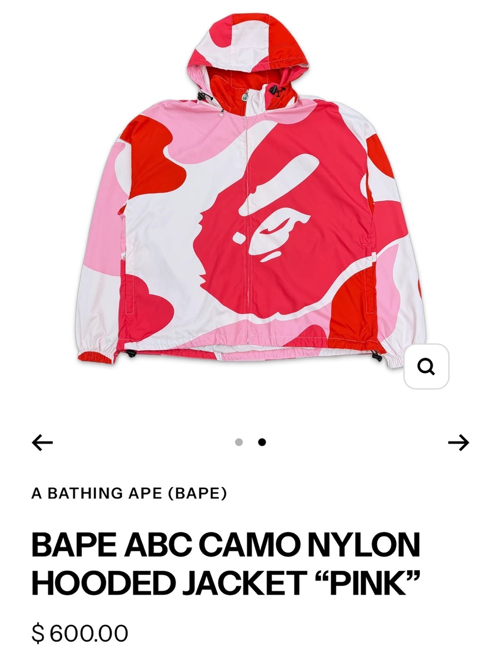 BAPE ABC Camo Nylon Hooded Jacket - Pink